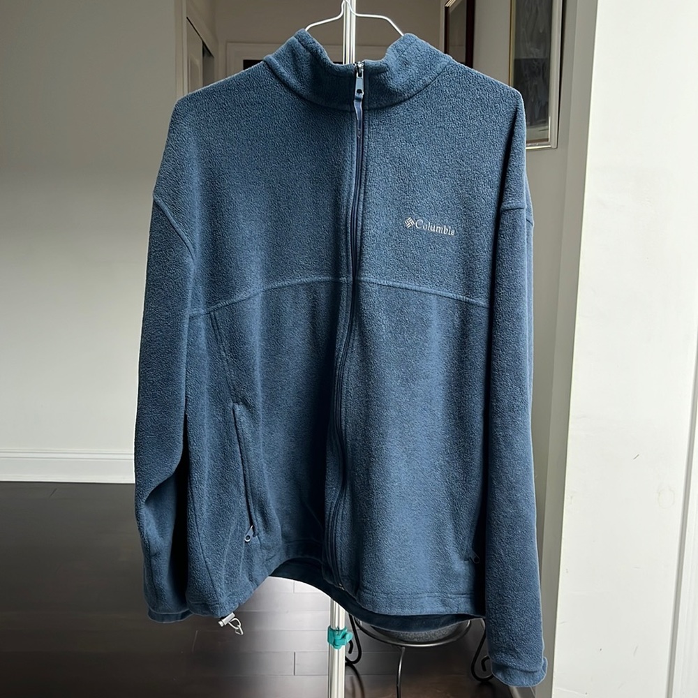 Columbia Dark Blue Zip Up Fleece Men’s Jacket Size XXL